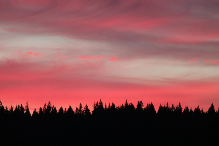 a sunset in the background